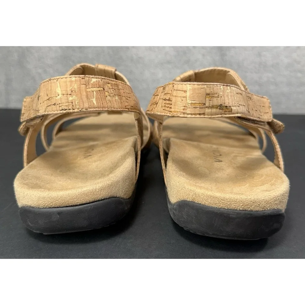 Vionic Amber Adjustable Sandal‎ Women's 10 Cork Gold Flat Arch Support Comfort